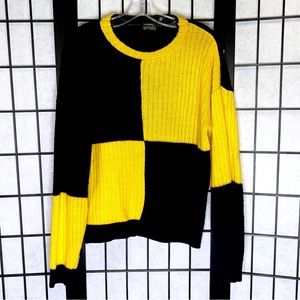 Jolie Black and Yellow Color Block Sweater